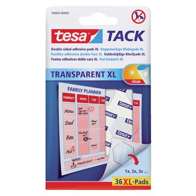 Pastille adhésive tesa® TACK double face transparent XL 36 pièces