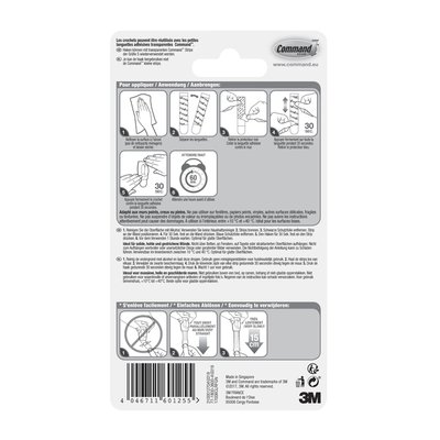 Crochet adhésif Command mini avec bande de fixation transparent 6 pièces