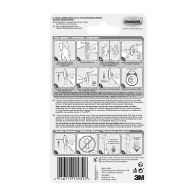 Crochet plastique Command ovale blanc avec bande de fixation