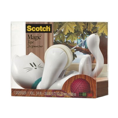 Dévidoir Scotch C39 Chat + 1 rouleau Magic 19mmx7,5m