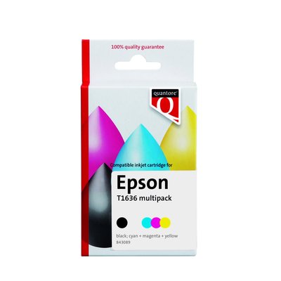 Cartouche d'encre Quantore alternative pour Epson 16XL T1636 noir + 3 couleurs HC