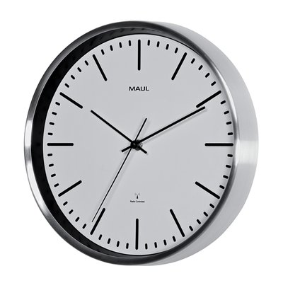 Wandklok MAUL Fly RC Ø305x45mm aluminium frame wit incl. batterij