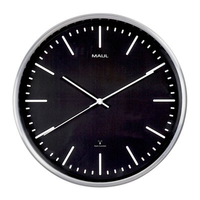 Horloge murale MAULfly RC Ø305x45mm aluminium/noir avec pile
