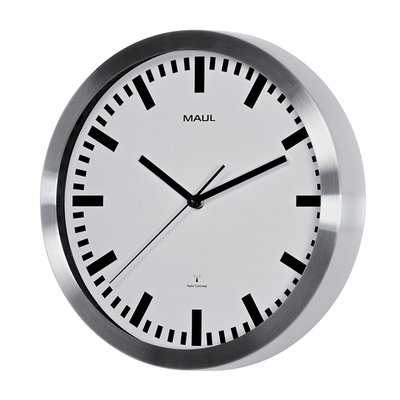 Wandklok MAUL Pilot RC Ø305x45mm aluminium frame wit incl. batterij