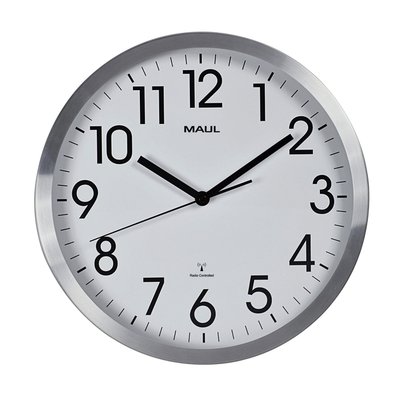 Wandklok MAUL Move RC Ø305x45mm aluminium frame wit incl. batterij