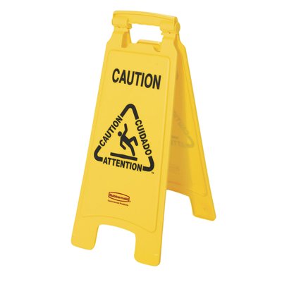 Panneau d’avertissement Rubbermaid double-face multilingue 64cm jaune