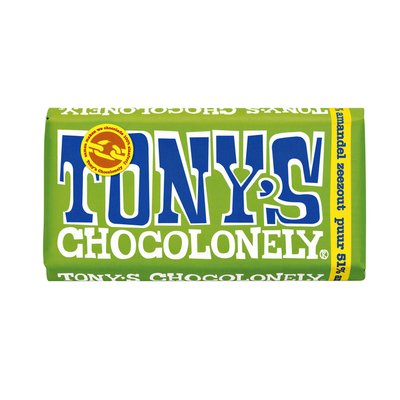 Chocolade Tony's Chocolonely puur amandel zeezout reep 180gr