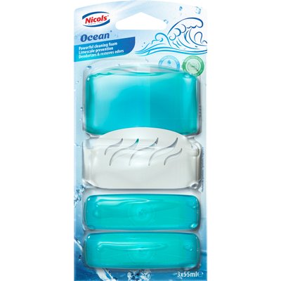 Bloc WC Air Plus Ocean 55ml avec support 3 pièces