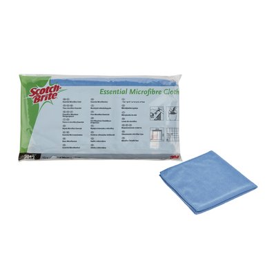 Chiffon microfibre Scotch-Brite Essential 360x360mm bleu 10 pièces