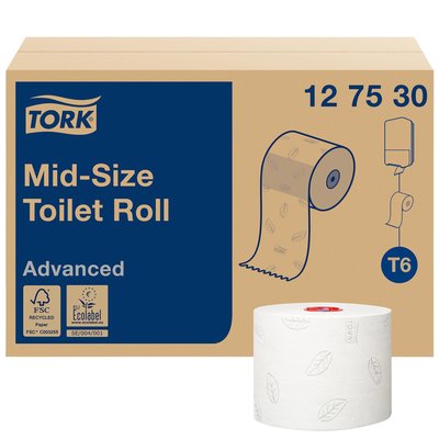 Toiletpapier Tork T6 Advanced systeemrol 2-laags 100m wit 127530