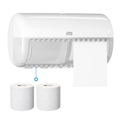 Toiletpapierdispenser Tork T4 Elevation duo wit 557000