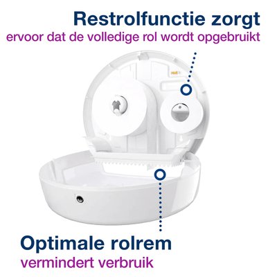 Toiletpapierdispenser Tork T2 Elevation jumbo klein wit 555000