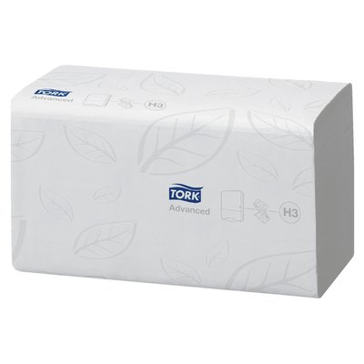 Handdoek Tork H3 Advanced singlefold 2-laags 248x230mm 15x250 vel wit 290163