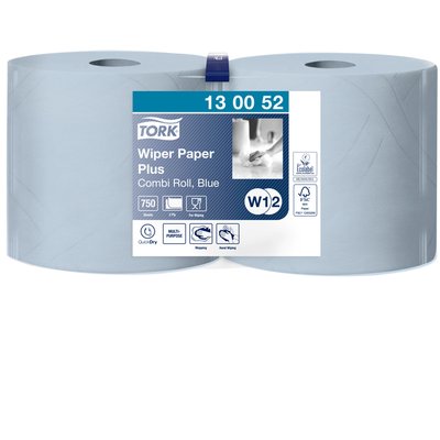 Poetspapier Tork W2 Plus Premium 2-laags 750 vel blauw 130052