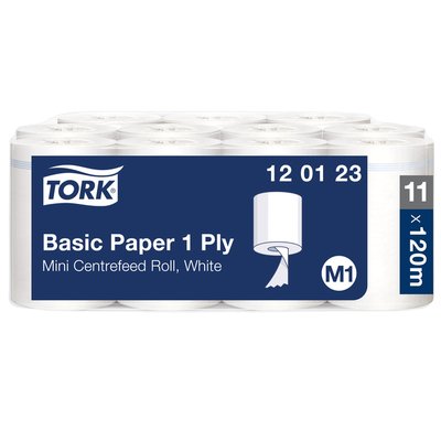 Poetspapier Tork M1 Basic Universal 1-laags 120m wit 120123