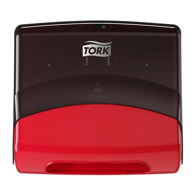 Distributeur chiffons de nettoyage Tork W4 Performance mural 654008 noir/rouge