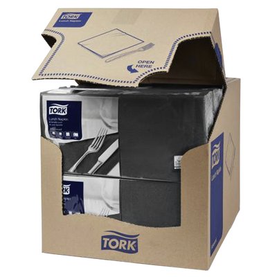 Lunchservet Tork Advanced 1/4 vouw 2-laags 328x325mm 200 vel zwart 477148