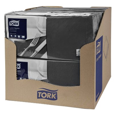 Lunchservet Tork Advanced 1/4 vouw 2-laags 328x325mm 200 vel zwart 477148