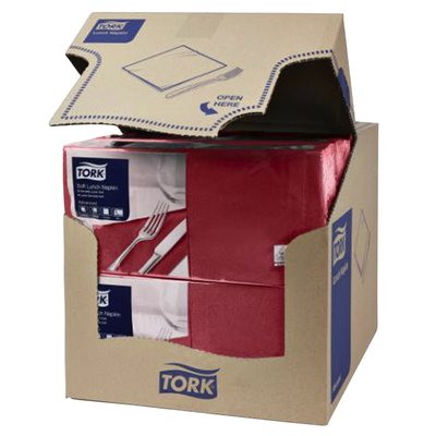 Lunchservet Tork Advanced 1/4 vouw 2-laags 328x325mm 200 vel bordeauxrood 477213