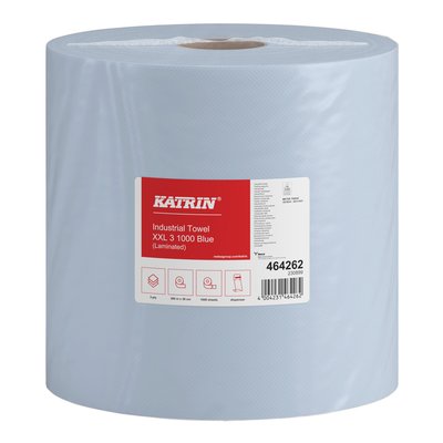 Poetspapier Katrin Industrial extra groot 3-laags 1000 vel blauw 464262