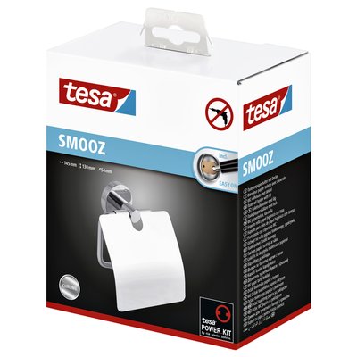 Toiletrolhouder met deksel tesa® Smooz hoogglans verchroomd metaal zelfklevend