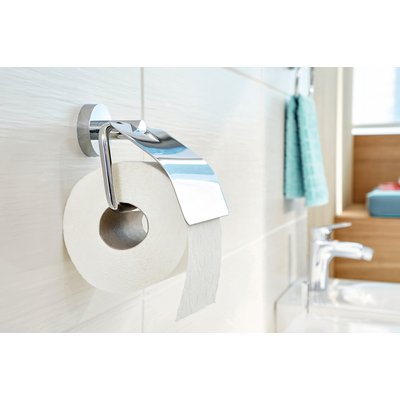 Toiletrolhouder met deksel tesa® Smooz hoogglans verchroomd metaal zelfklevend