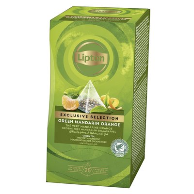 Thé Lipton Exclusive Thé vert Mandarine Orange 25 sachets pyramide 2g