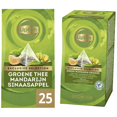 Thé Lipton Exclusive Thé vert Mandarine Orange 25 sachets pyramide 2g
