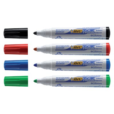 Feutre tableau blanc BIC Velleda 1701 ogive Large assorti boîte 4 pièces
