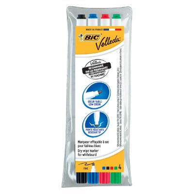 Marqueur tableau blanc BIC Velleda 1721 ogive Fin assorti 4 pièces