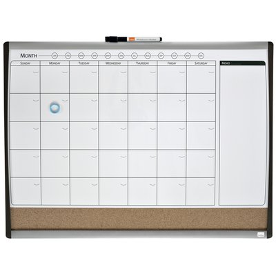 Whiteboard Nobo magnetische planner met prikbord van kurk 58,5x43cm