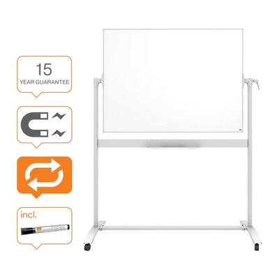 Tableau blanc pivotant Nobo mobile 90x120cm acier laqué