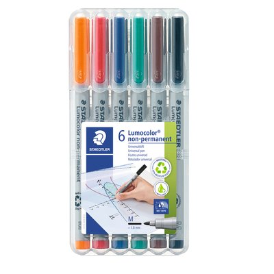 Viltstift Staedtler Lumocolor 315 non permanent medium assorti 6 stuks