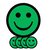 Aimant Smiley 50mm émotion content vert 5 pièces