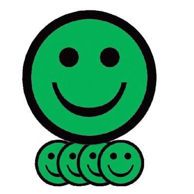 Aimant Smiley 75mm émotion content vert 5 pièces