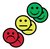 Magneet smiley 75mm 2x geel 2x groen 2x rood