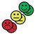 Magneet smiley 25mm 2x geel 2x groen 2x rood