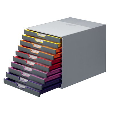 Module à tiroirs Durable Varicolor 10 tiroirs gris
