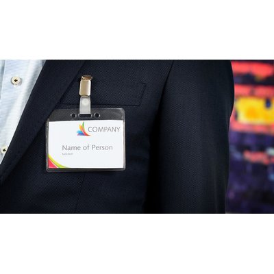 Badge Europel avec bande + pince 90x60mm