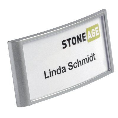 Badge Durable 8542 classic avec aimant 34x74mm gris argenté