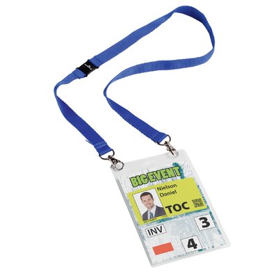 Badge Durable pour événements A6 avec cordon bleu 10 pièces