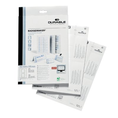 Badgekaart Durable 1420 bedrukbaar A6 80 stuks