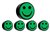 Magneet smiley 35mm groen 5 stuks