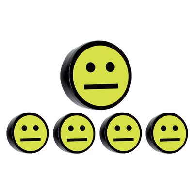 Aimant Smiley 35mm jaune 5 pièces