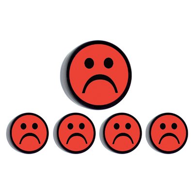 Magneet smiley 35mm rood 5 stuks