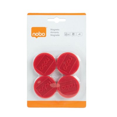 Aimant Nobo 38mm rouge 4 pièces