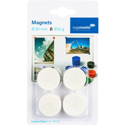 Magneet Legamaster 30mm 850gr wit 4 stuks