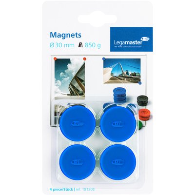 Aimant Legamaster 30mm 850g bleu 4 pièces