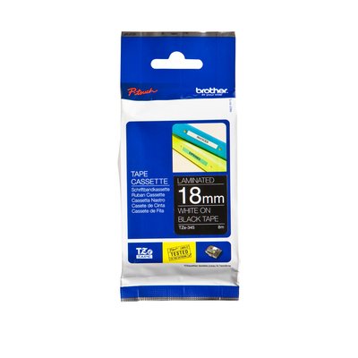Ruban de lettrage Brother P-Touch TZe-345 standard 18mm blanc sur noir