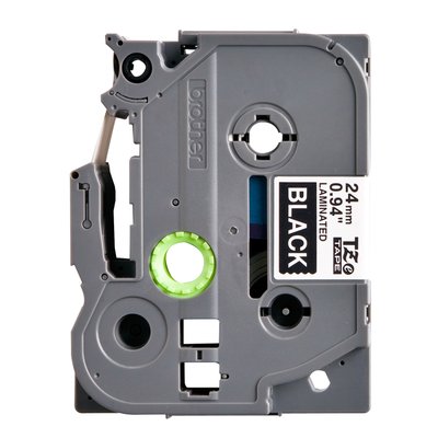 Labeltape Brother P-touch TZe-355 standaard 24mm wit op zwart